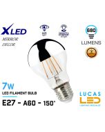 E27 LED Filament Bulb Light - 7W - 4000K - 680lm - MIRROR Decor bulb - A60 standard - New Xled-Natural White