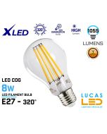 E27 LED Filament Bulb Light- 8W - 2700K -WW - 1055lm - viewing angle 320° - New Xled Decorative lamp light-lucasled.ie