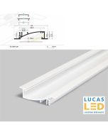 LED Recessed Profile - FLAT8 H/UX - designed for plasterboard & furniture section - WHITE , 2 meter