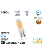G9 LED Bulb Light capsule- 2W - 200lm - 3000K - 240V - Led COB - ZUBI - Warm White