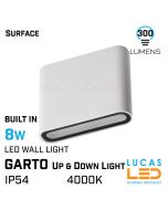 8W Outdoor LED Wall light GARTO - 4000K - 300lm - IP54 - Up &  Down light built in - Decorative Garden Light - White - Rectangle