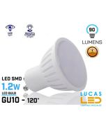 GU10 LED Bulb Light 1.2W - 90lm -  LED SMD - viewing angle 120° -Warm White