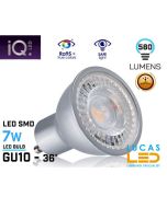 Gu10 LED bulb 7W - 6500K - 580lm - beam angle 36° - New IQ LED light source-Cold White