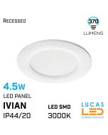 4.5W LED Panel Light - 3000K - 350lm - IP44 - downlight - ceiling fitting - IVIAN - White