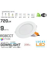 LED Downlight •RGB CCT• 9w • 720lm • wifi • 2.4G • Compatible • Smart • Lighting • System • MultiZone • Wireless • MiBoxer • FUT061 • 230V•