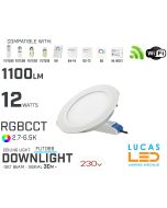 LED Downlight •RGB CCT• 12w • 1100lm • wifi • 2.4G • Compatible • Smart • Lighting • System • MultiZone • Wireless • MiBoxer • FUT066 • 230V•