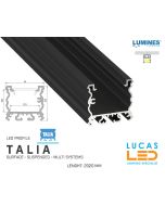  LED Profile • SURFACE • ARCHITECTURAL • "TALIA" • BLACK • Aluminium • 2.02 Meters  lenght • PRO • multi set •