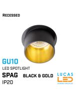 Recessed LED Spotlight - Ceiling fitting - GU10 - IP20 - SPAG S - Black / Gold