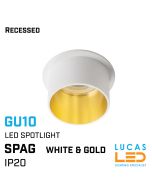 10 pcs ONLY - Recessed LED Spotlight - Ceiling fitting - GU10 - IP20 - SPAG S - White / Gold