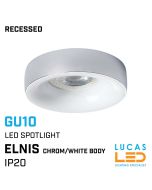 Recessed LED Downlight GU10 - IP20 - Ceiling fitting - ELNIS - Chrom/White body 
