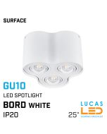 Surface LED Spotlight - Downlight Ceiling Fitting - 3xGu10  - IP20 - BORD White Matt 