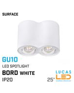 Surface LED Spotlight - Downlight Ceiling Fitting - 2xGU10 - IP20 - BORD White Matt 