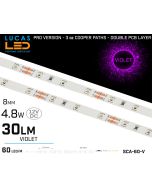 LED Strip VIOLET • 60 LED/m • 12V • 4.8W • IP20 • 30lm • 8mm • 3oz Cooper paths PRO Version