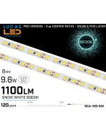 LED Snow White • 120 LED/m • 12V • 9.6W • 8000K • IP20 • 1100lm • 8mm •3oz Cooper paths PRO Version
