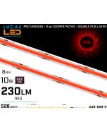 LED Strip COB RED • Spotless • 24V • 10W • IP20 • 230lm • 8mm • 2oz Cooper paths PRO Version