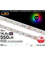 Outdoor LED Strip RGB • 60LED/m • 24V • 14.4W • IP66/68 • 550lm • 10.3mm • PRO Version 3oz Cooper paths • Waterproof-lucasled.ie