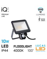 10W Outdoor LED Floodlight - PIR - 1200lm - 4000K Natural White - IP44 - Industrial Premium line IQ LED Floodlight
