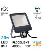 30W Outdoor LED Floodlight - PIR - 3450lm - 4000K Natural White - IP44 - Industrial Premium line IQ LED Floodlight