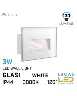 outdoor-led-wall-light-3W-3000K-warm-white-130lm-recessed-glasi-white-body-lucasled.ie