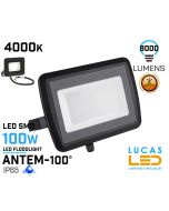 1 pcs - Outdoor LED Floodlight 100W- IP65 - 4000K Natural White - 8000lm- ANTEM Black