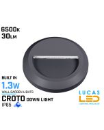 Outdoor LED Wall Light - 1.3W - IP65 - 6500K - 30lm - CROTO Round  - lucasled.ie
