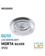 Recessed LED Downlight GU10 - IP20 - Ceiling fitting - MORTA - Clear round glass body