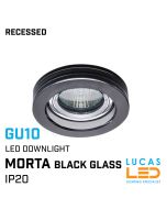 Recessed LED Spotlight - Ceiling fitting - GU10 - IP20 - MORTA Black glass