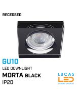 Recessed LED Downlight GU10 - IP20 - Ceiling fitting - MORTA 36 mm - Black square glass