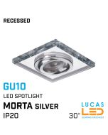 Recessed LED Downlight - IP20 - GU10 - Ceiling fitting - Viewing angle 30° - MORTA 24mm - Clear square glass body