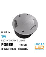 Outdoor LED in-ground recessed garden light 1W - IP66 - 6500K Ultra Cold White - IK09 - ROGER Grey