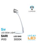 LED Desk Lamp - 5W - 3000K - 270lm- SARI LED White&Silver colour