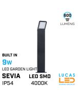 Outdoor LED Garden Light / Drive Way -9W - 600lm - 4000K - IP54 - Black - Modern SEVIA 500mm - Full Led SMD Fitting 