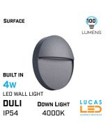 4W Outdoor LED Wall light DULI - 4000K - 100lm - IP54 - Down light built in - Decorative Garden Light - Round - Graphite 