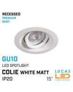LED Recessed Spotlight - Ceiling fitting - GU10 - IP20 - Vertical adjustment of 15° - COLIE White