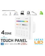 LED Touch Panel Switch • RGB+CCT • MiBoxer • 4 zone • 2.4G • Wireless • Compatible • Smart Lighting System • MultiZone • T4
