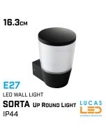 Outdoor LED Wall Light E27 - SORTA - IP44 waterproof - Round Up Light - White / Black colour