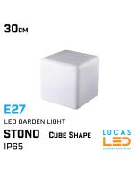 Outdoor LED Light STONO CUBE Shape 30 - E27 - IP65 waterproof - Decorative Garden lamp - White colour