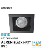 Recessed LED Downlight GU10 - IP20 - Ceiling fitting - ALREN - Square black body