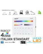 LED Italian Standart Touch Panel Switch • RGB+CCT • MiBoxer • 4 zone • 2.4G • Wireless • Compatible • Smart Lighting System • MultiZone • M4-1 • 2xAAA