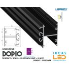  LED Profile • SUSPENDED • ARCHITECTURAL • SURFACE • "DOPIO" • BLACK  • Aluminium • 2.02 Meters  length • PRO • multi set •