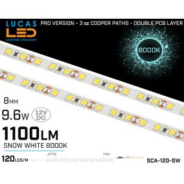 LED Strip Ultra Cold White • 120 LED/m • 12V • 9.6W • 6000K • IP20 ...