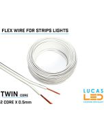 LED Power cable • Single • Flexible • 2 core x 0.5mm • 20 AWG • 80° • 300V • VW-1 • 100m/reel • Price per 1 meter