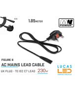 uk-plug-mains-ac-lead-power-cable-230v-1-85m-figure-8-uk-plug-2-pin-c7-connector-iec-universal-1-lucasled.ie