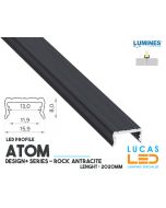LED Profile • DESIGN+ SERIES • "ATOM" • ROCK ANTHRACITE • Aluminium • 2.02 Meters  length • PRO • multi set •