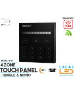 LED Touch Panel Switch • Mono • MiBoxer • 4 zone • 2.4G • Wireless • Compatible • Smart Lighting System • MultiZone • B1B • Black edition