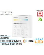 LED Touch Panel Switch • CCT & Single • MiBoxer • 4 zone • 2.4G • Wireless • Compatible • Smart Lighting System • MultiZone • B2