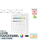 LED Touch Panel Switch • RGB & RGBW • MiBoxer • 4 zone • 2.4G • Wireless • Compatible • Smart Lighting System • MultiZone • B3