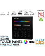 LED Touch Panel Switch • RGB+CCT • MiBoxer • 4 zone • 2.4G • Wireless • Compatible • Smart Lighting System • MultiZone • B4B • Black edition