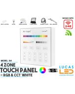 LED Touch Panel Switch • RGB+CCT • MiBoxer • 4 zone • 2.4G • Wireless • Compatible • Smart Lighting System • MultiZone • B4