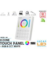 LED Touch Panel Switch • RGB+CCT • MiBoxer • 8 zone • 2.4G • Wireless • Compatible • Smart Lighting System • MultiZone • B8